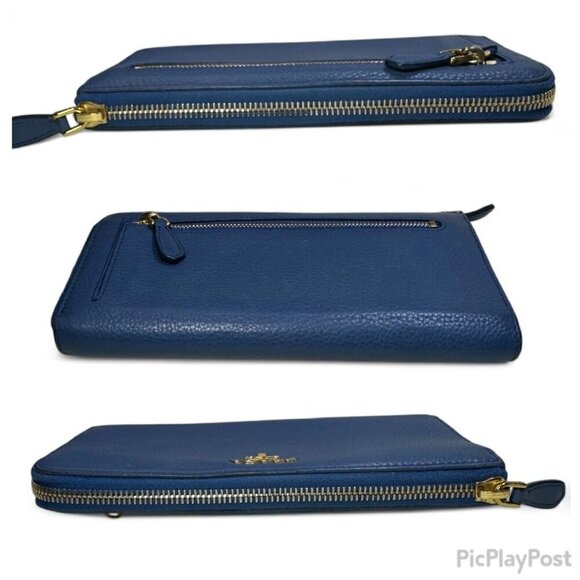 PRADA Saffiano Leather Long L Zipper Wallet, Blue - Picture 6 of 16